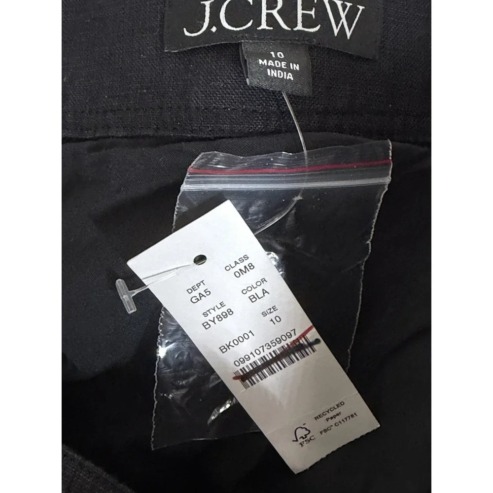 J Crew Button Up Mini Skirt 100% Linen 10 Black Swingy Full Balloon Ruffle